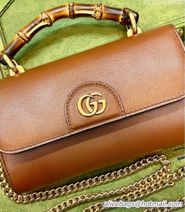 Top Grade Gucci Bamboo Mini Leather Bag 675795 Brown 2026