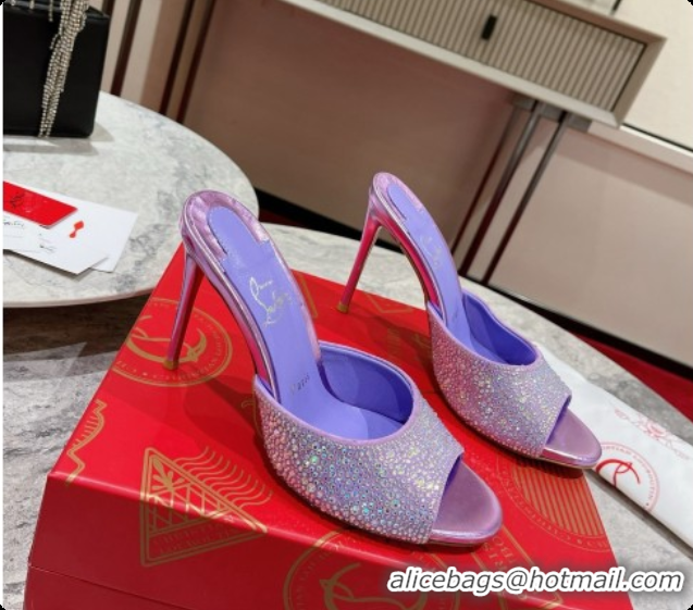 Unique Style Christian Louboutin Miss Z Mule with Strass Botanica 10cm Heel Purple 6073178 2026