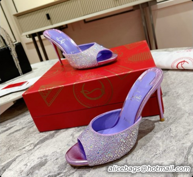 Unique Style Christian Louboutin Miss Z Mule with Strass Botanica 10cm Heel Purple 6073178 2026