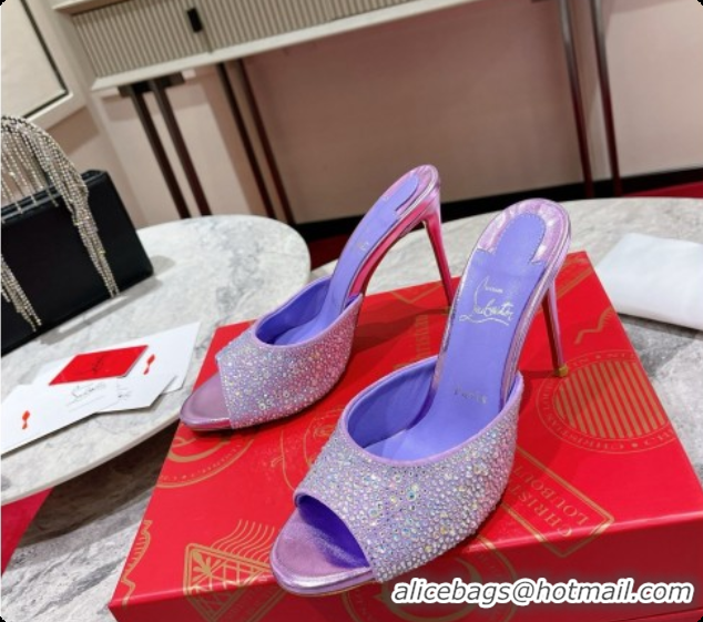 Unique Style Christian Louboutin Miss Z Mule with Strass Botanica 10cm Heel Purple 6073178 2026