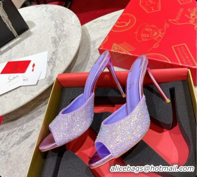 Unique Style Christian Louboutin Miss Z Mule with Strass Botanica 10cm Heel Purple 6073178 2026