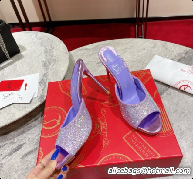 Unique Style Christian Louboutin Miss Z Mule with Strass Botanica 10cm Heel Purple 6073178 2026