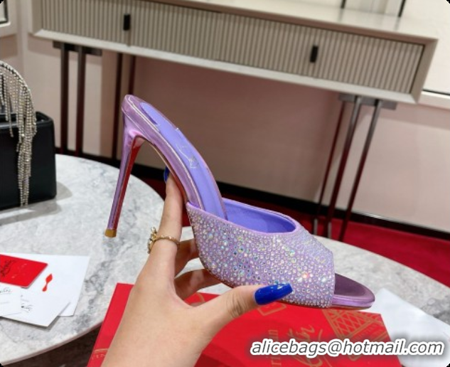 Unique Style Christian Louboutin Miss Z Mule with Strass Botanica 10cm Heel Purple 6073178 2026