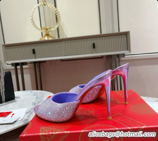 Unique Style Christian Louboutin Miss Z Mule with Strass Botanica 10cm Heel Purple 6073178 2026