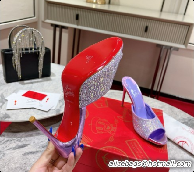 Unique Style Christian Louboutin Miss Z Mule with Strass Botanica 10cm Heel Purple 6073178 2026