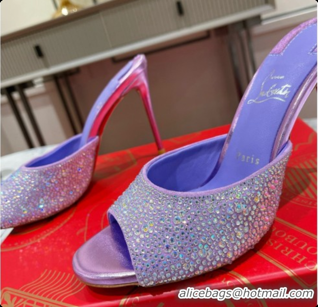 Unique Style Christian Louboutin Miss Z Mule with Strass Botanica 10cm Heel Purple 6073178 2026