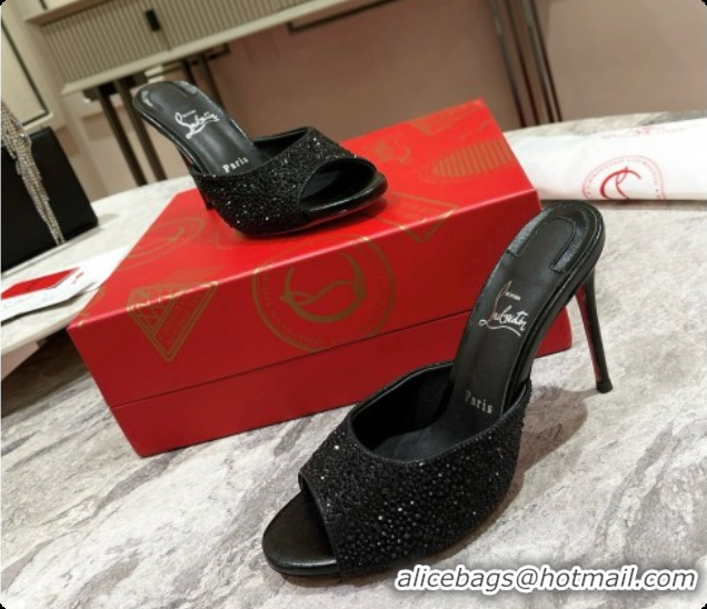 Popular Style Christian Louboutin Miss Z Mule with Strass Botanica 10cm Heel Black 6073179 2026