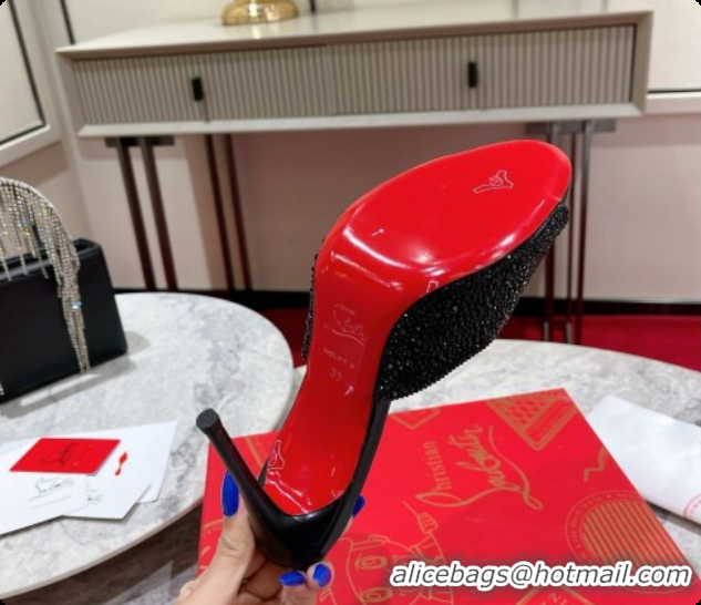 Popular Style Christian Louboutin Miss Z Mule with Strass Botanica 10cm Heel Black 6073179 2026