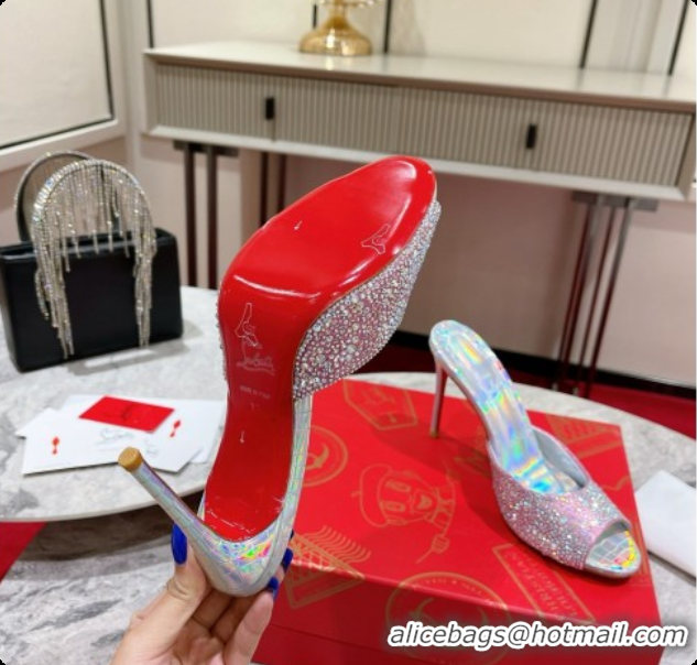 Stylish Christian Louboutin Miss Z Mule with Strass Botanica 10cm Heel Pink 6073180 2026