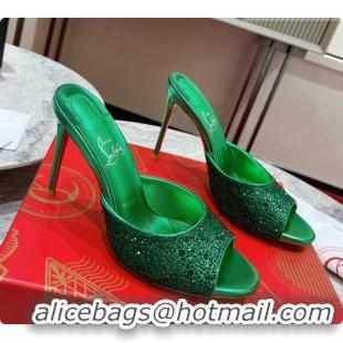 Best Product Christian Louboutin Miss Z Mule with Strass Botanica 10cm Heel Green 6073181 2026
