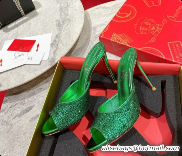 Best Product Christian Louboutin Miss Z Mule with Strass Botanica 10cm Heel Green 6073181 2026