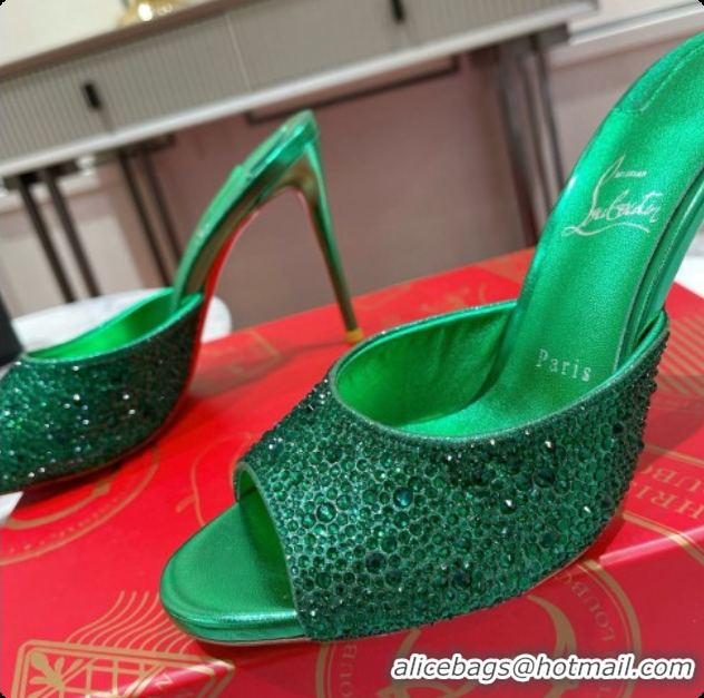 Best Product Christian Louboutin Miss Z Mule with Strass Botanica 10cm Heel Green 6073181 2026