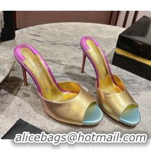 Stylish Christian Louboutin Leather Miss Z Mule 10cm Heel Multicolor 073183 2026