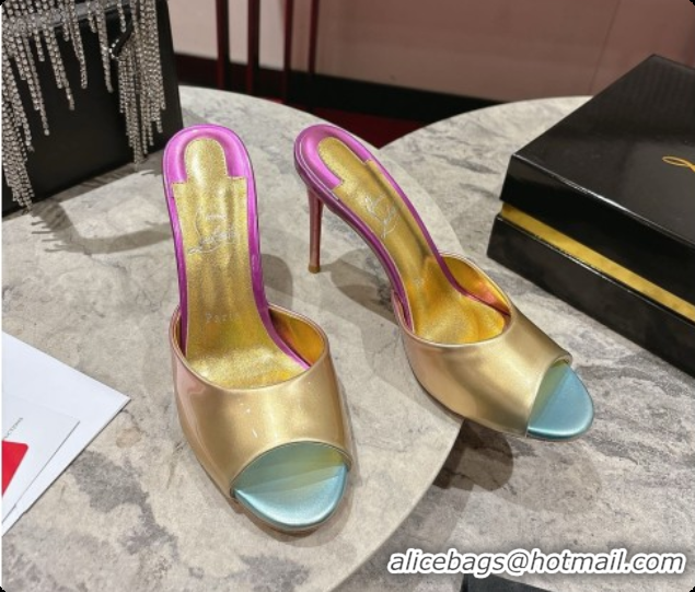 Stylish Christian Louboutin Leather Miss Z Mule 10cm Heel Multicolor 073183 2026