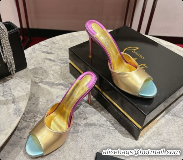 Stylish Christian Louboutin Leather Miss Z Mule 10cm Heel Multicolor 073183 2026