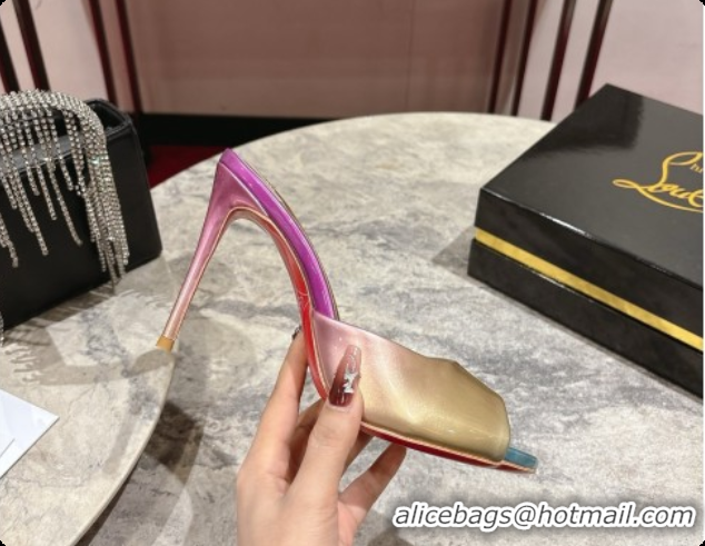 Stylish Christian Louboutin Leather Miss Z Mule 10cm Heel Multicolor 073183 2026