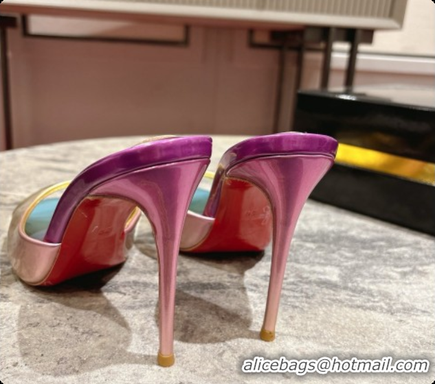 Stylish Christian Louboutin Leather Miss Z Mule 10cm Heel Multicolor 073183 2026