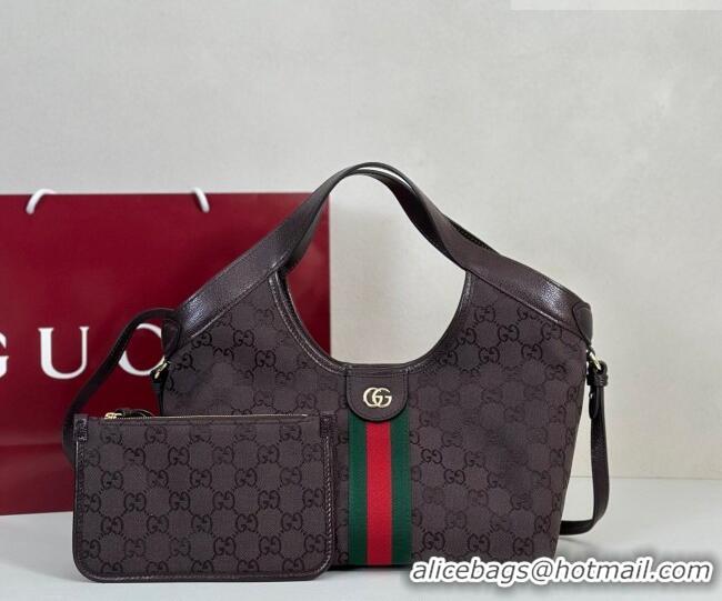 Best Product Gucci Giglio Small Tote Bag in GG Canvas 860845 Dark Brown 2025