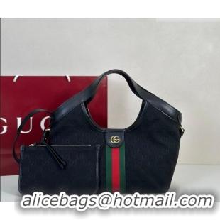 Classic Discount Gucci Giglio Small Tote Bag in GG Canvas 860845 Black 2025