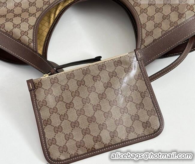 Grade Quality Gucci Giglio Large Tote Bag in Varnished GG Fabric 853971 Brown 2025