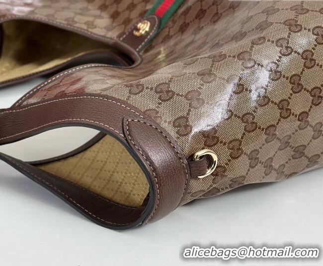 Grade Quality Gucci Giglio Large Tote Bag in Varnished GG Fabric 853971 Brown 2025