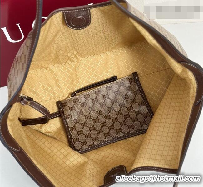 Grade Quality Gucci Giglio Large Tote Bag in Varnished GG Fabric 853971 Brown 2025