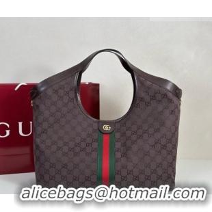 Hot Sell Cheap Gucci Giglio Large Tote Bag in GG Canvas 853971 Dark Brown 2025