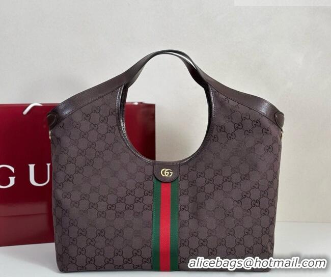 Hot Sell Cheap Gucci Giglio Large Tote Bag in GG Canvas 853971 Dark Brown 2025