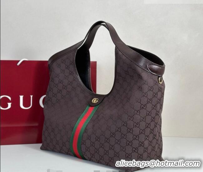 Hot Sell Cheap Gucci Giglio Large Tote Bag in GG Canvas 853971 Dark Brown 2025