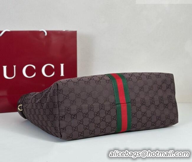 Hot Sell Cheap Gucci Giglio Large Tote Bag in GG Canvas 853971 Dark Brown 2025