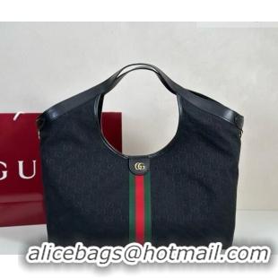 Low Cost Gucci Giglio Large Tote Bag in GG Canvas 853971 Black 2025