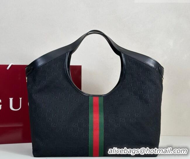 Low Cost Gucci Giglio Large Tote Bag in GG Canvas 853971 Black 2025