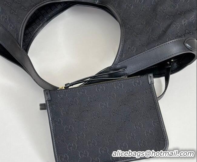 Low Cost Gucci Giglio Large Tote Bag in GG Canvas 853971 Black 2025
