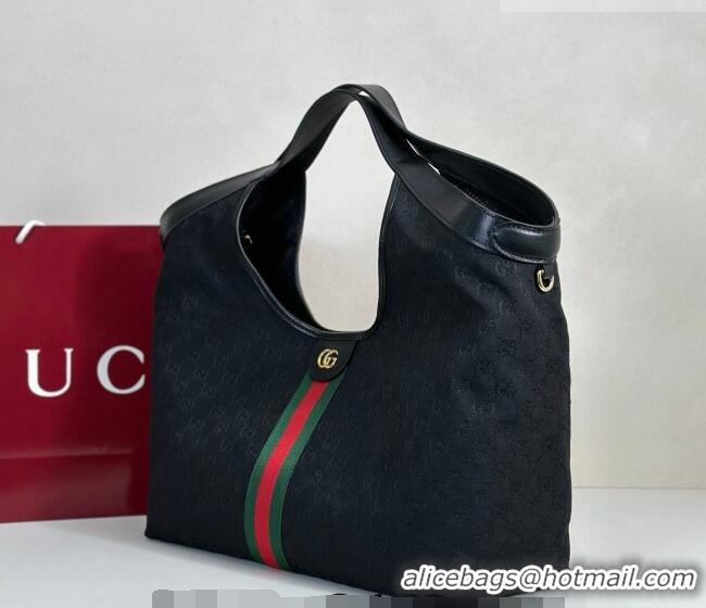 Low Cost Gucci Giglio Large Tote Bag in GG Canvas 853971 Black 2025
