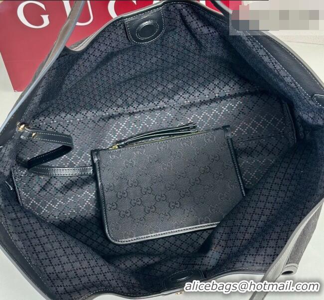 Low Cost Gucci Giglio Large Tote Bag in GG Canvas 853971 Black 2025