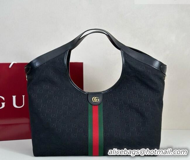 Low Cost Gucci Giglio Large Tote Bag in GG Canvas 853971 Black 2025