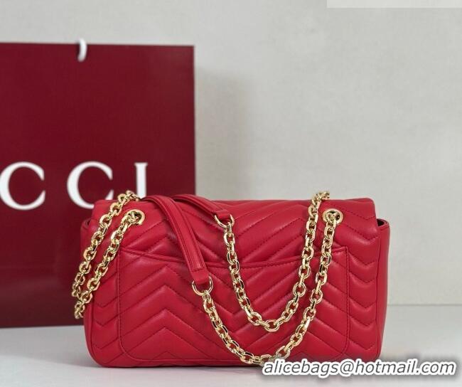 Buy Fashionable Gucci GG Marmont medium shoulder bag 837267 Bright Red 2026