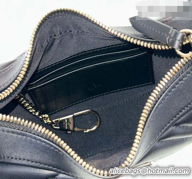 Super Quality Gucci GG Marmont Leather Half-Moon-Shaped Small Shoulder Bag 699514 Black/Light Gold 2026