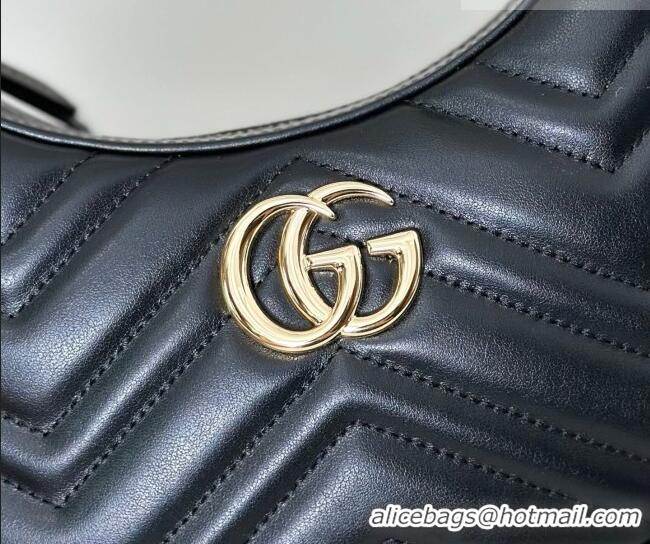 Super Quality Gucci GG Marmont Leather Half-Moon-Shaped Small Shoulder Bag 699514 Black/Light Gold 2026