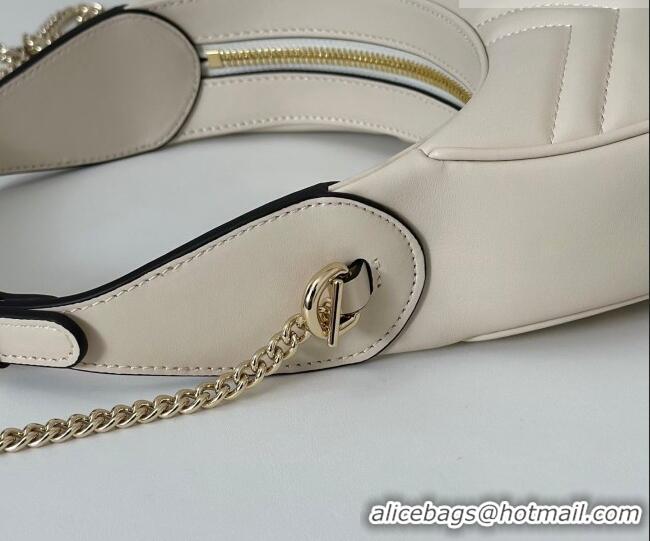 Best Quality Gucci GG Marmont Leather Half-Moon-Shaped Small Shoulder Bag 699514 White/Light Gold 2026