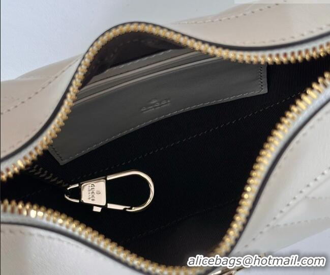 Best Quality Gucci GG Marmont Leather Half-Moon-Shaped Small Shoulder Bag 699514 White/Light Gold 2026