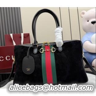 Well Crafted Gucci Borsetto large boston bag in suede 866734 Black 2026