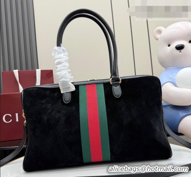 Well Crafted Gucci Borsetto large boston bag in suede 866734 Black 2026
