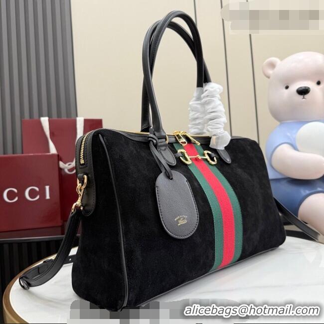 Well Crafted Gucci Borsetto large boston bag in suede 866734 Black 2026