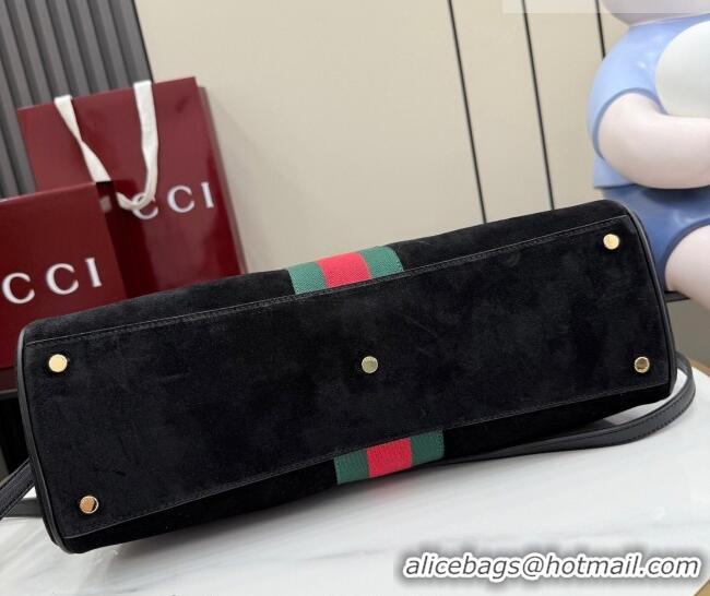 Well Crafted Gucci Borsetto large boston bag in suede 866734 Black 2026