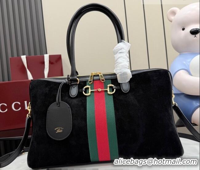 Well Crafted Gucci Borsetto large boston bag in suede 866734 Black 2026