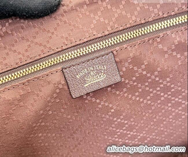 Luxury Discount Gucci Borsetto large boston bag in suede 866734 Dark Brown 2026