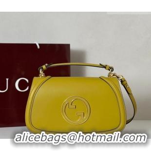 Inexpensive Gucci Blondie Leather Medium Top Handle Bag 815719 Mustard Yellow 2026