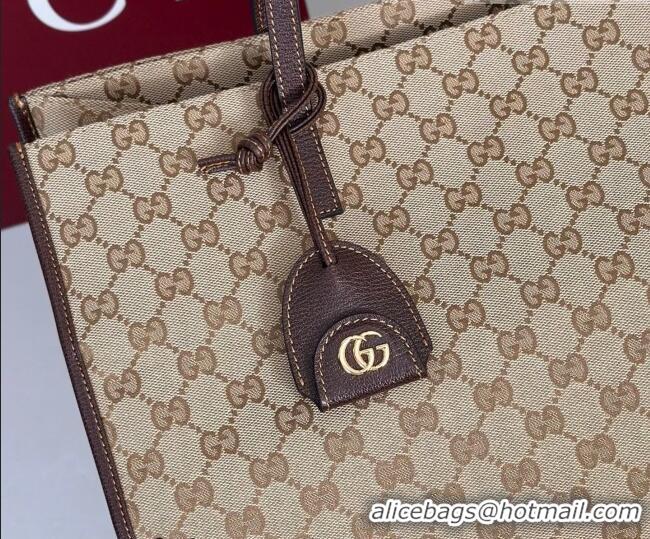 Best Grade Gucci Large tote bag with charm in GG Canvas 875056 Beige 2026