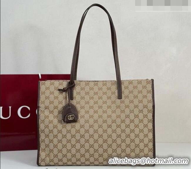 Best Grade Gucci Large tote bag with charm in GG Canvas 875056 Beige 2026